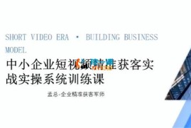 孟总《中小企业短视频精准获客实战训练课 》