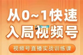 陈厂长《从0-1快速入局视频号》