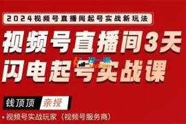 钱顶顶《2024视频号0粉起号实战课》