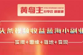 黄岛主《头条视频收益蓝海小副业》