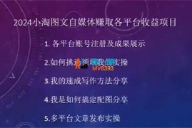 小淘《图文自媒体赚取各平台收益项目》