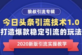 狼叔：今日头条引流技术1.0