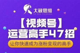 大敏思维《视频号运营高手47招》