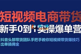 大涛《短视频电商带货新手0到1实操爆单营》