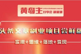 黄岛主《头条文章副业项目尝鲜版》