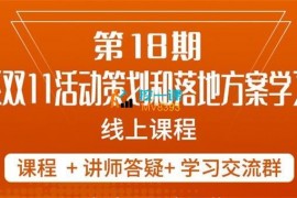 周欢欢《第18期淘系双11活动策划和落地方案线上课》