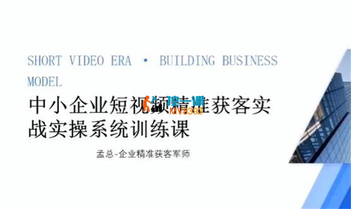 孟总《中小企业短视频精准获客实战训练课 》