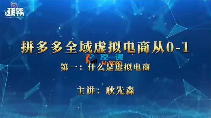 耿先森《拼多多全域虚拟电商从0到1实操课》