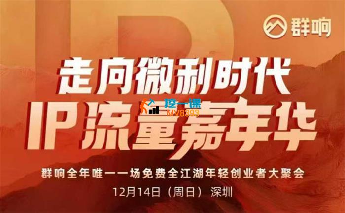 群响《IP流量嘉年华12月14日深圳线下课》
