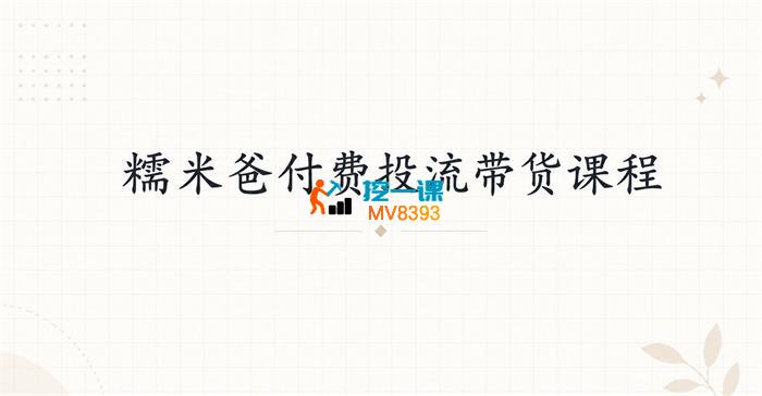 糯米爸《付费投流带货课程》